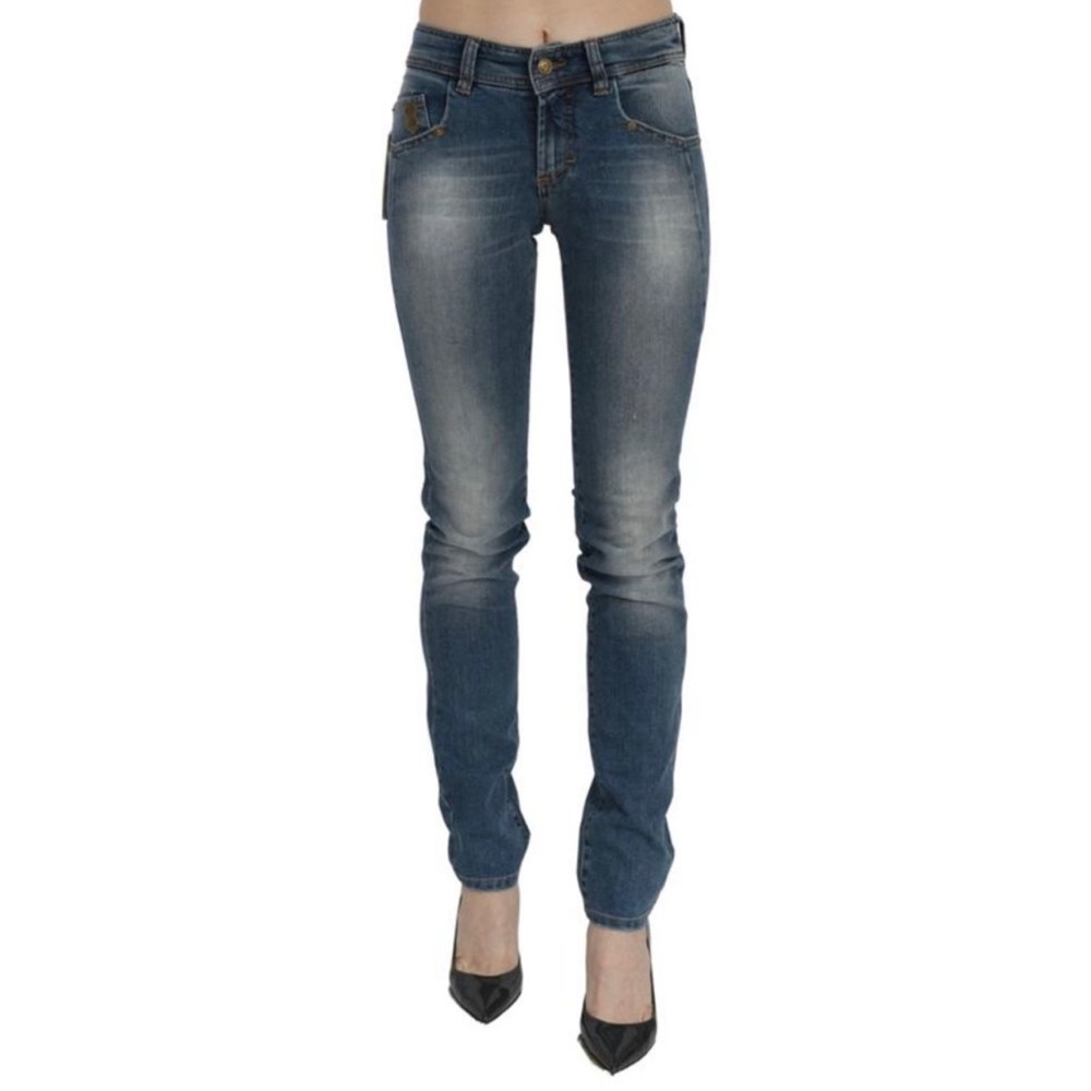 John Galliano Blue Washed Mid Waist Slim Fit Trouser Cotton Jeans